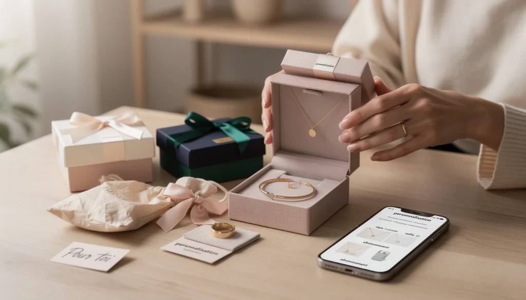 une femme tient dans les mains une box avec des bijoux dedans une femme tient dans les mains une box avec des bijoux dedans